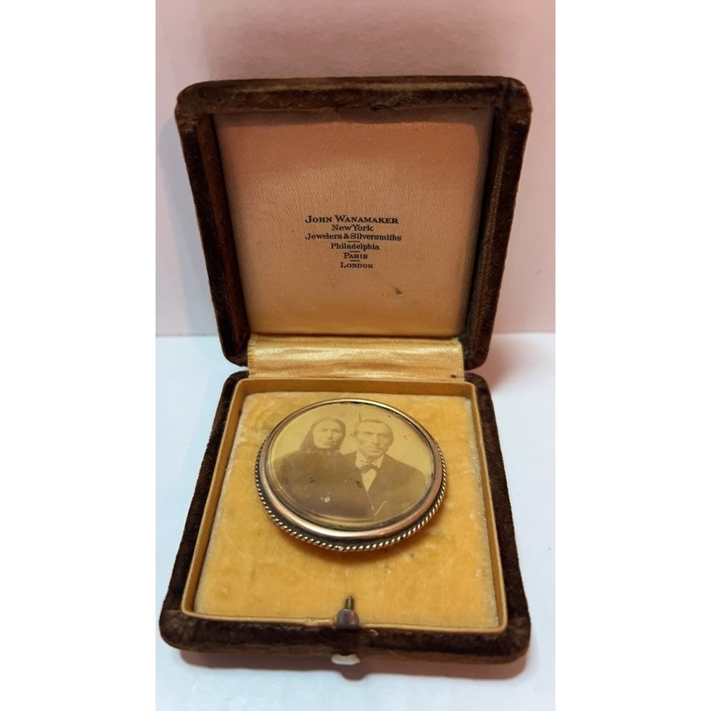 Antique John Wanamaker Photo Locket in Original Box